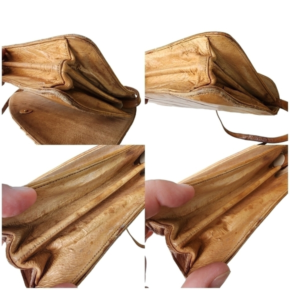 Vintage tan Eel skin leather purse handbag with long removable shoulder strap - Picture 11 of 14